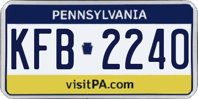 PA license plate KFB2240