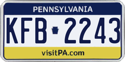 PA license plate KFB2243