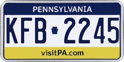 PA license plate KFB2245