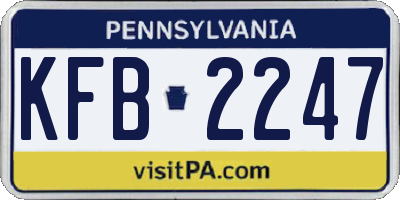 PA license plate KFB2247
