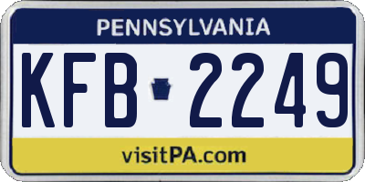 PA license plate KFB2249
