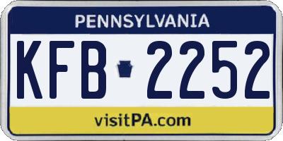 PA license plate KFB2252