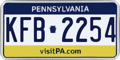 PA license plate KFB2254