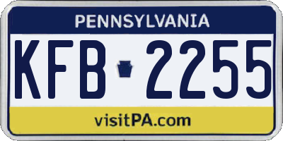 PA license plate KFB2255