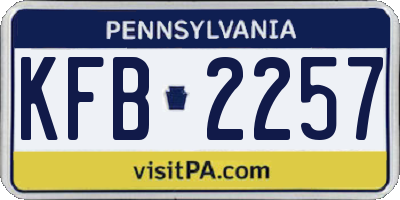 PA license plate KFB2257