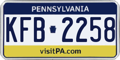 PA license plate KFB2258