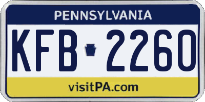 PA license plate KFB2260