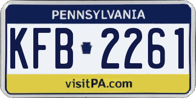 PA license plate KFB2261