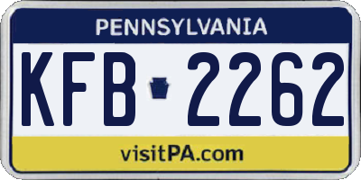 PA license plate KFB2262