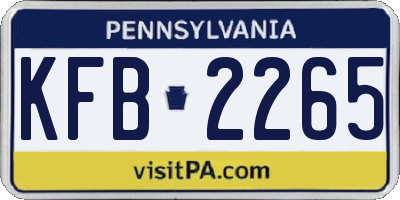 PA license plate KFB2265