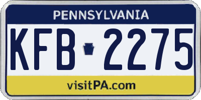 PA license plate KFB2275