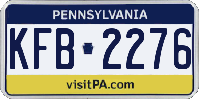 PA license plate KFB2276