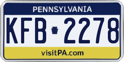 PA license plate KFB2278