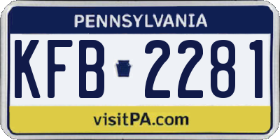 PA license plate KFB2281