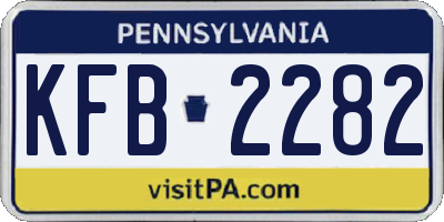 PA license plate KFB2282