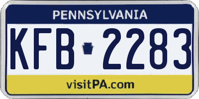 PA license plate KFB2283