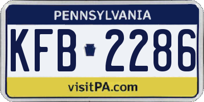 PA license plate KFB2286