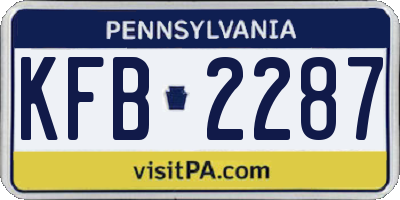 PA license plate KFB2287