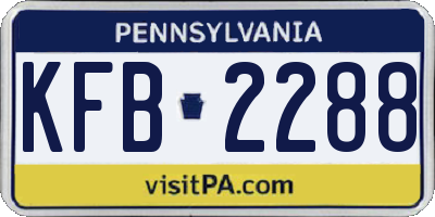 PA license plate KFB2288