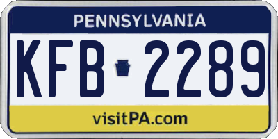 PA license plate KFB2289