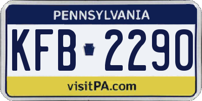 PA license plate KFB2290