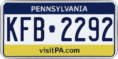 PA license plate KFB2292