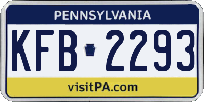 PA license plate KFB2293