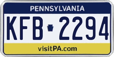 PA license plate KFB2294