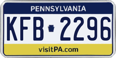 PA license plate KFB2296