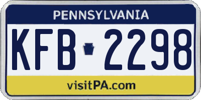 PA license plate KFB2298