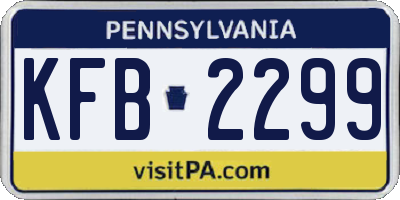 PA license plate KFB2299