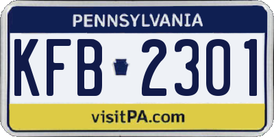 PA license plate KFB2301