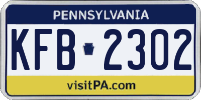 PA license plate KFB2302