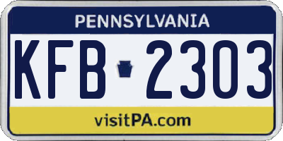 PA license plate KFB2303