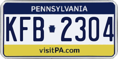 PA license plate KFB2304