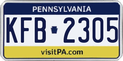PA license plate KFB2305