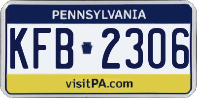 PA license plate KFB2306