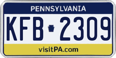 PA license plate KFB2309