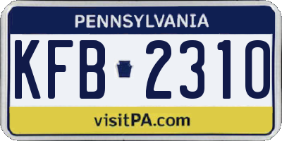 PA license plate KFB2310