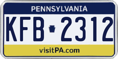 PA license plate KFB2312