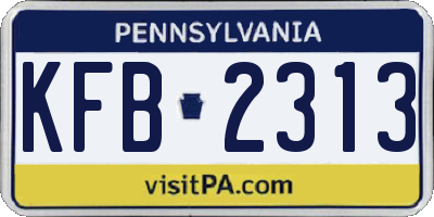 PA license plate KFB2313