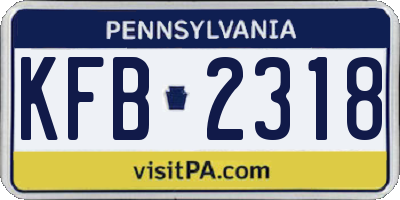 PA license plate KFB2318