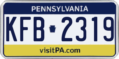 PA license plate KFB2319