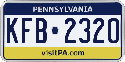 PA license plate KFB2320