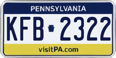 PA license plate KFB2322