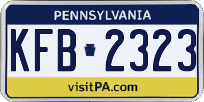 PA license plate KFB2323