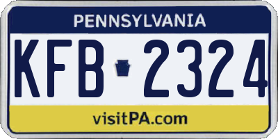 PA license plate KFB2324