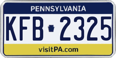 PA license plate KFB2325