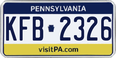 PA license plate KFB2326