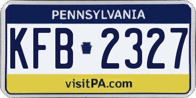 PA license plate KFB2327